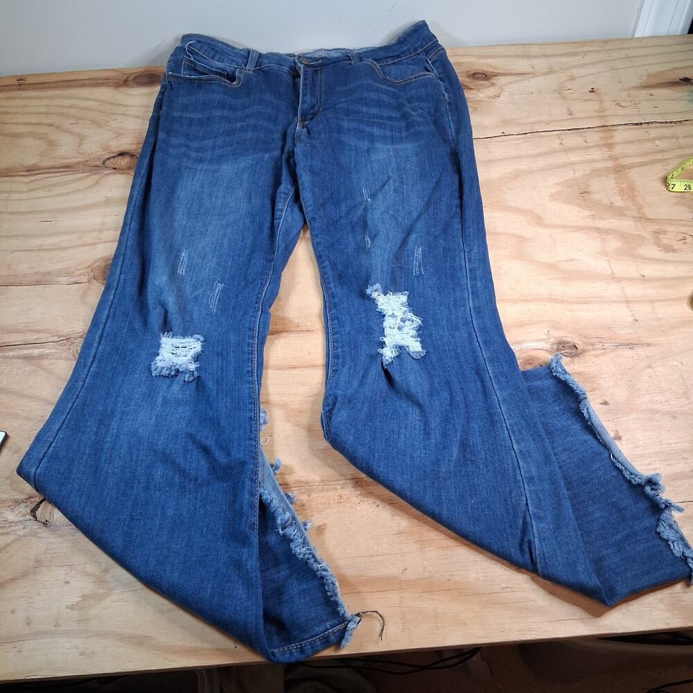 70s Pink Label Jeans Womens Sz 12 Distressed Raw Hem Social Club Denim Jean Pant